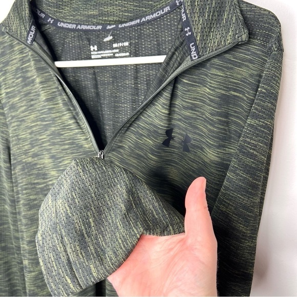 Under Armour Dark Olive Green Pullover 1/4 Zip Long Sleeve Athletic Top Small - Picture 7 of 12